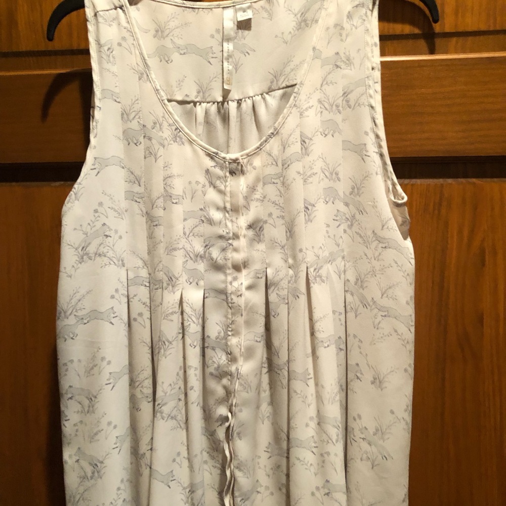 LC Lauren Conrad Cream Pleated Buttoned Blouse
